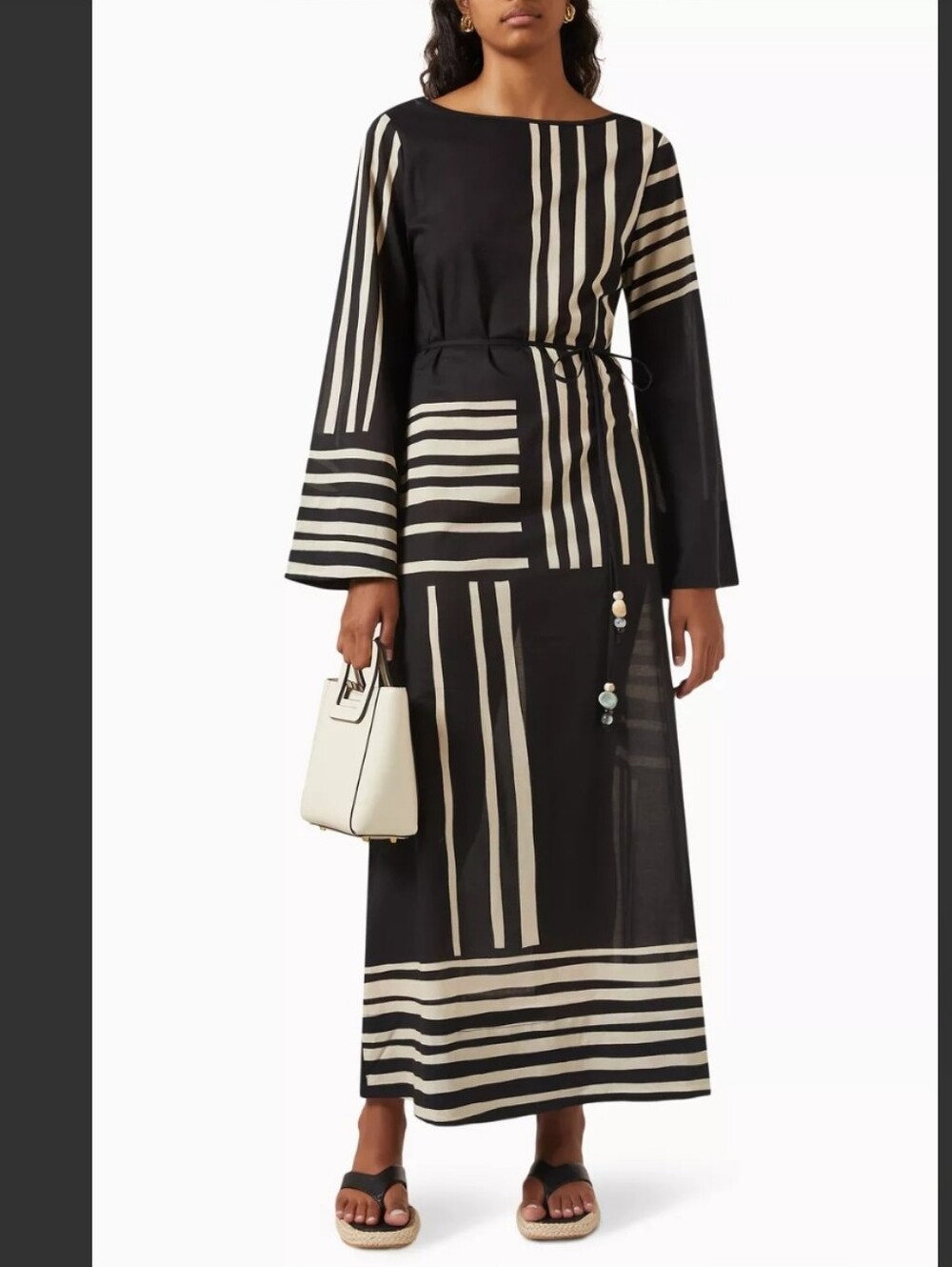 SIR reversible Linocut Open Maxi Dress In Cotton